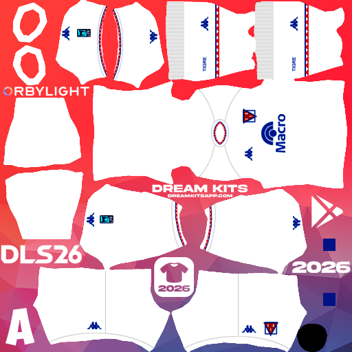 Kit / Uniforme Visita Tigre 2026 Dream League Soccer / DLS 2026 512x512 PNG