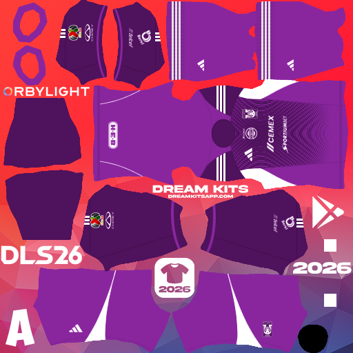 Kit / Equipamento Goleiro Terceiro Tigres 2025-2026 Dream League Soccer / DLS 2026 512x512 PNG