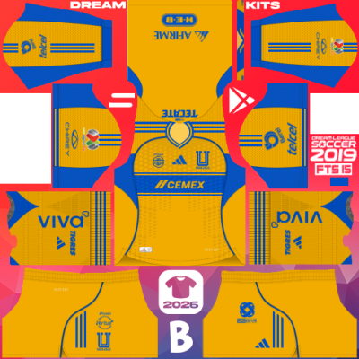 Kit / Uniforme Local Tigres 2025-2026 Dream League Soccer 2019 DLS / FTS