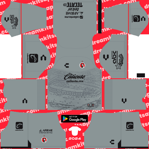 Kit / Uniforme Visitante Tijuana 2023-2024 Dream League Soccer 2019 / FTS