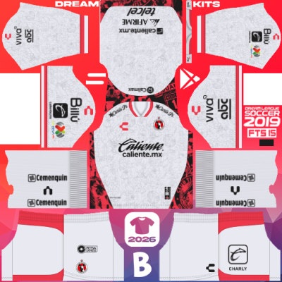 Kit / Equipamento Visitante Tijuana 2025-2026 Dream League Soccer 2019 DLS / FTS