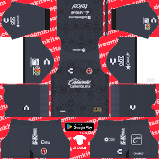 Kit / Uniforme POR Visitante Tijuana 2023-2024 Dream League Soccer 2019 / FTS