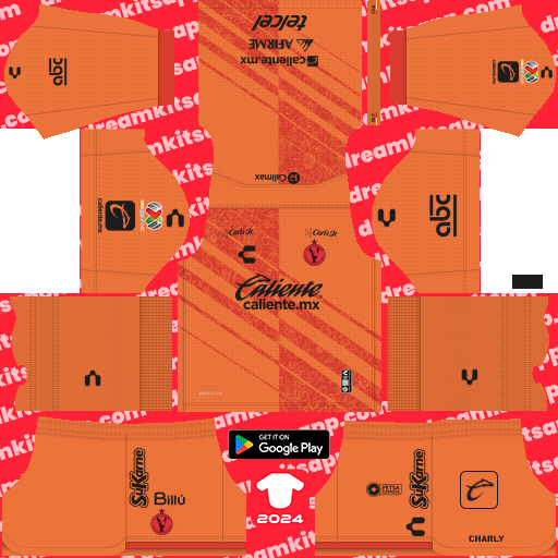 Kit / Uniforme POR Visitante Tijuana 2024-2025 Dream League Soccer 2019 / FTS