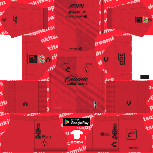 Kit / Uniforme POR Local Tijuana 2024-2025 Dream League Soccer 2019 / FTS