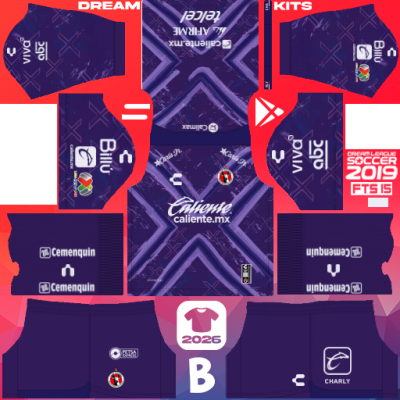 Kit / Equipamento GOL Titular Tijuana 2025-2026 Dream League Soccer 2019 DLS / FTS