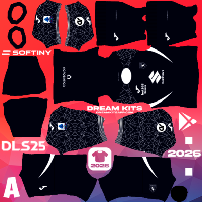 Kit / Uniforme POR Visita Torino FC 2025-2026 Dream League Soccer / DLS 2025