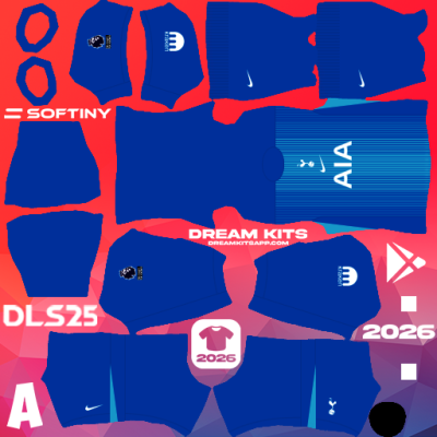 Kit / Uniforme POR Visita Tottenham 2025-2026 Dream League Soccer / DLS 2025