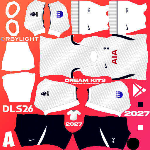 Kit / Uniforme Local Tottenham 2026-2027 Dream League Soccer / DLS 2026 512x512 PNG