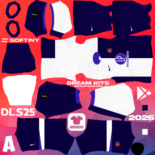 Kit Home Toulouse FC 2025-2026 Dream League Soccer / DLS 2025 512x512 PNG