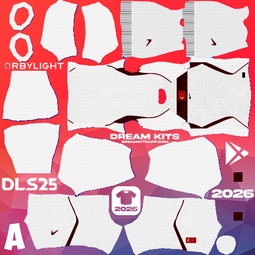 Kit / Équipement Domicile Turkey 2026 Dream League Soccer / DLS 2026 512x512 PNG