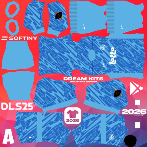 Kit / Équipement Gardien de but Domicile Union Saint-Gilloise 2025-2026 Dream League Soccer / DLS 2026 512x512 PNG