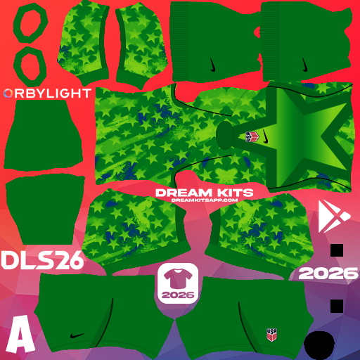 Kit / Equipamento Goleiro Titular United States 2026 Dream League Soccer / DLS 2026 512x512 PNG