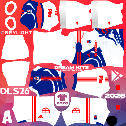 Kit / Uniforme Visita Universidad de Chile 2026 Dream League Soccer / DLS 2026 512x512 PNG