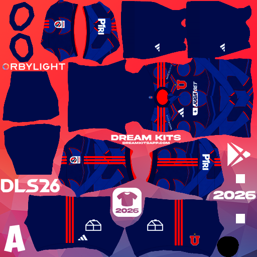 Kit / Uniforme Local Universidad de Chile 2026 Dream League Soccer / DLS 2026 512x512 PNG