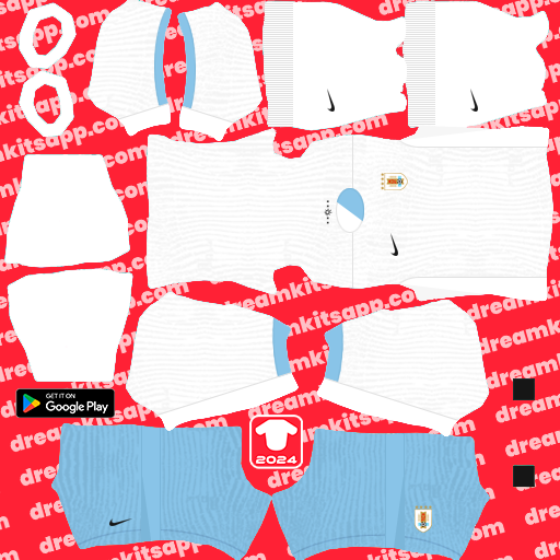 Kit / Uniforme Visitante Uruguay 2024 Dream League Soccer 2025