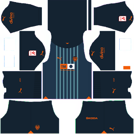 Kit / Uniforme Visitante Valencia 2023-2024 Dream League Soccer 2019 / FTS