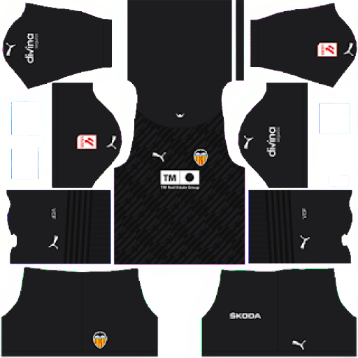 Kit / Uniforme POR Visitante Valencia 2023-2024 Dream League Soccer 2019 / FTS