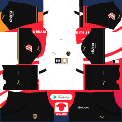 Kit / Uniforme Home Valencia 2024-2025 Dream League Soccer 2019 / FTS