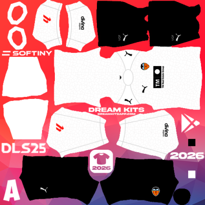 Kit / Uniforme Local Valencia 2025-2026 Dream League Soccer / DLS 2025