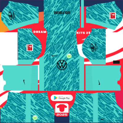 VfL Wolfsburg GK Away kit 2024-2025 Dream League Soccer 2019 / FTS