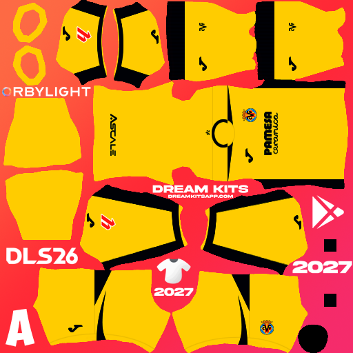 Kit / Uniforme Local Villarreal 2026-2027 Dream League Soccer / DLS 2026 512x512 PNG