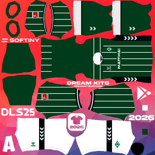Kit Home Werder Bremen 2025-2026 Dream League Soccer / DLS 2025 512x512 PNG