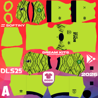 Kit / Equipamento GOL Visitante West Ham 2025-2026 Dream League Soccer / DLS 2025