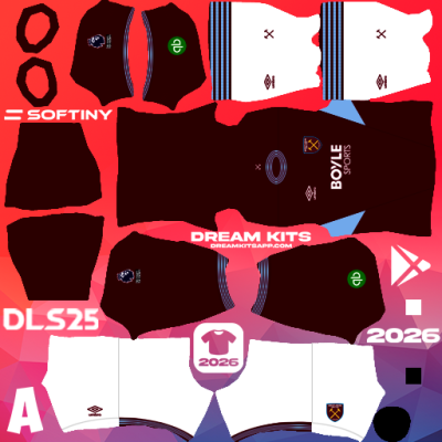 Kit Home West Ham 2025-2026 Dream League Soccer / DLS 2025